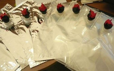 Spout ile Kutuda Plastik Esnek Ambalaj Yeniden Kullanılabilir Çanta, Şarap Suyu İçin Gümüş BIB Çantalar