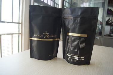 Coffee Bean Ambalaj Mat Siyah Folyo Kılıfı Ambalaj, gazdan arındırma Vana Stand Up