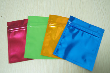 Küçük Renkli Alüminyum Folyo Çanta Kilitli Parlak Üç Yan Mühür Mylar Daire