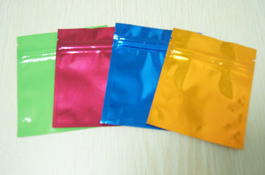 Küçük Renkli Alüminyum Folyo Çanta Kilitli Parlak Üç Yan Mühür Mylar Daire