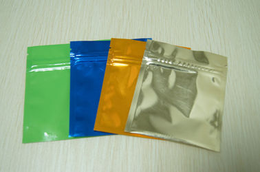 Küçük Renkli Alüminyum Folyo Çanta Kilitli Parlak Üç Yan Mühür Mylar Daire
