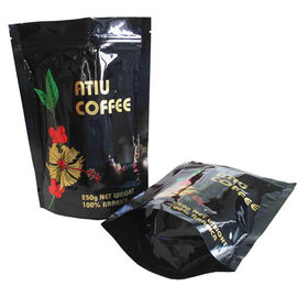 Parlak Siyah Sıcak Yaldız Alüminyum Folyo Çanta, Kilitli Coffee Bean Paketleme