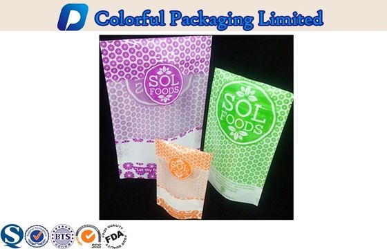 Pencere Şeker Alüminyum Folyo Kılıfı 50g / 100g / 250g Fermuar Top Stand Up