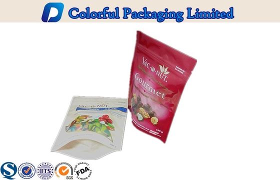 Özelleştirilmiş PET + Mat Vernik Açılıp kapanabilir Snacks İçin Torbalar Stand up, Somun Gıda